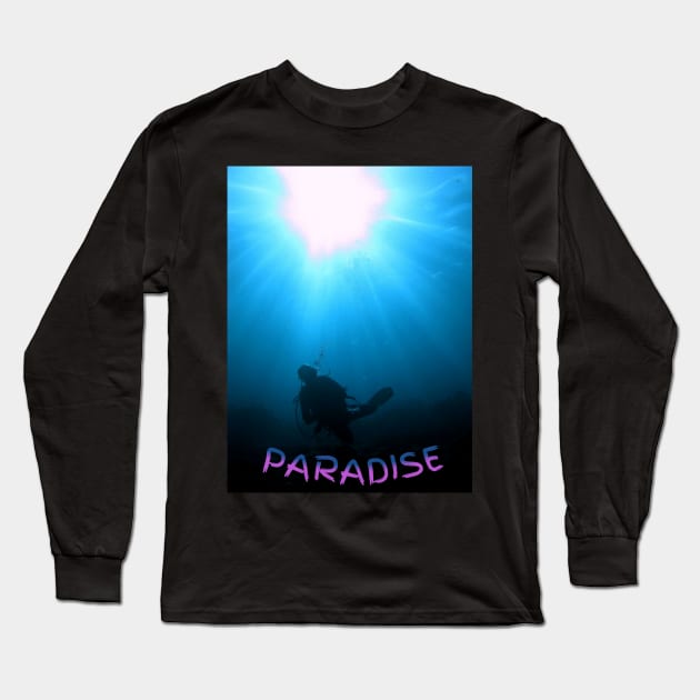 Scuba diver Paradise Long Sleeve T-Shirt by Coreoceanart